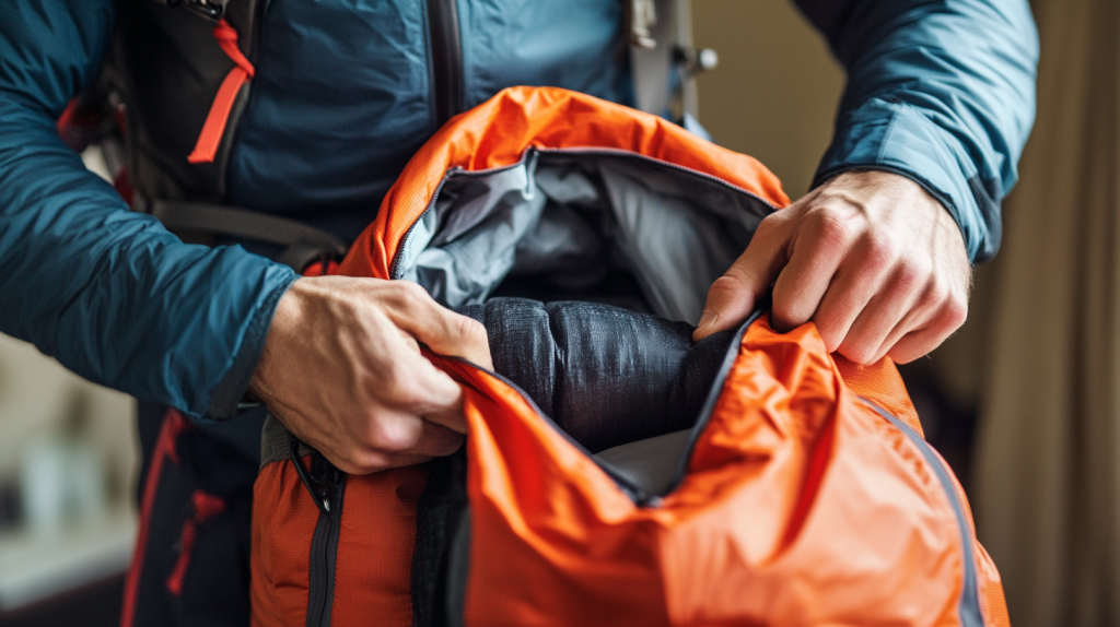 a man properly packing a rucksack