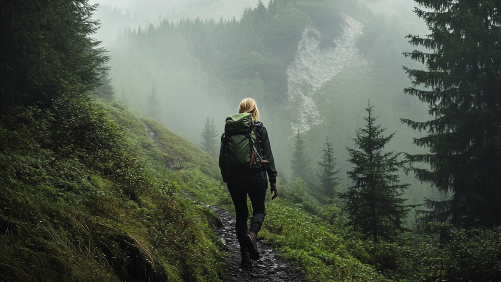 a women rucking with beautiful views