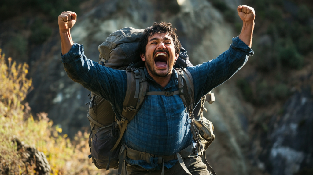 The Mental Health Benefits of Rucking 7 a man excited while rucking